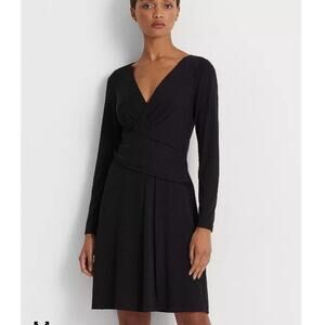 Ralph Lauren Women's Black Jersey Long Sleeve Dress
